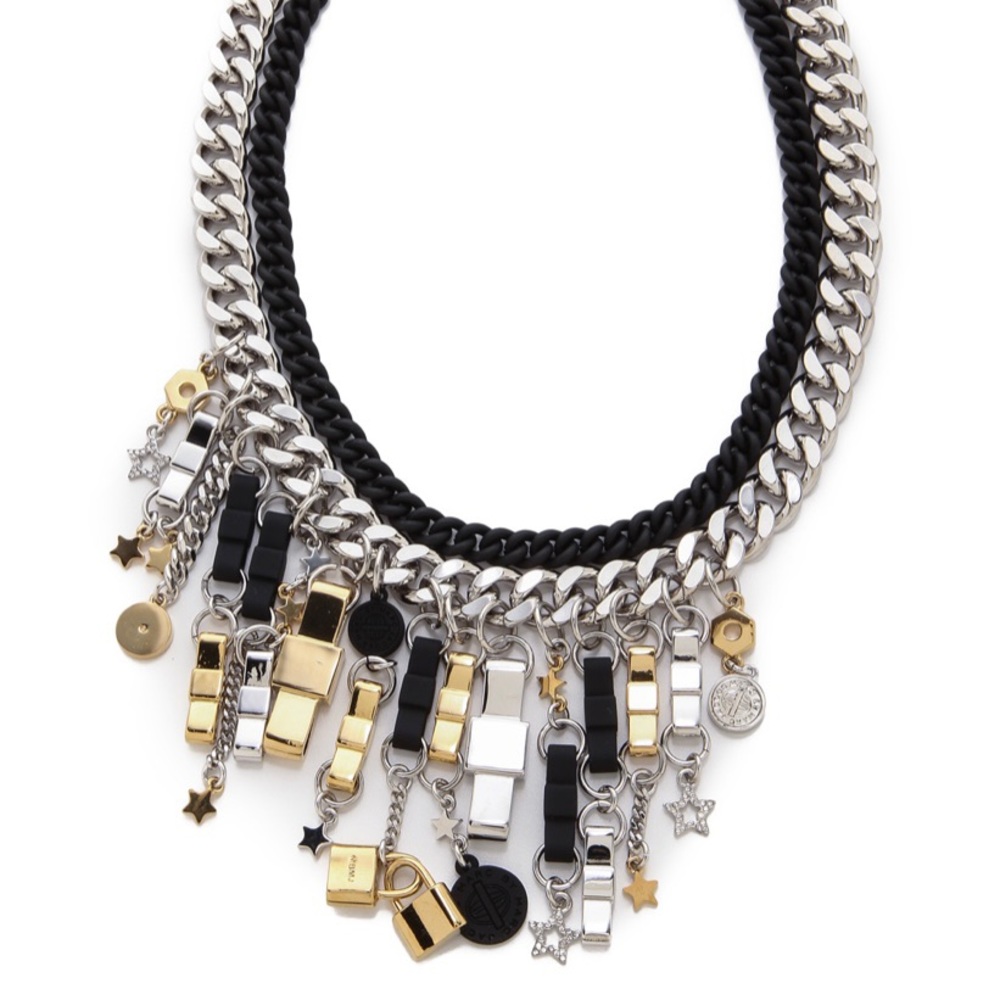Marc Jacobs black multi pendent charm necklace NWT